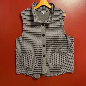 Habitat Textured Knit Vest Size XXL Black Grey Striped Minimalist Lagenlook